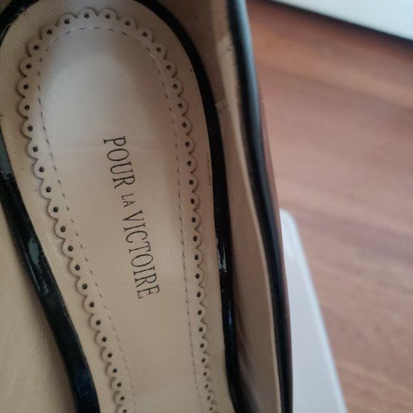 Pour La Victoire Black Peep Toe Patent Leather Heels - Picture 3 of 5